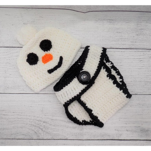 Snowmen Hat and Diaper Cover‎ Set
